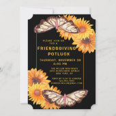 Friendsgiving Dinner Potluck Sunblumen Butterfly Einladung (Vorderseite)