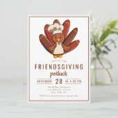 Friendsgiving Dinner Potluck Türkei Koch Einladung (Stehend Vorderseite)