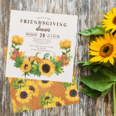 Friendsgiving Dinner Rustic Sunflower Pumpkin Einladung