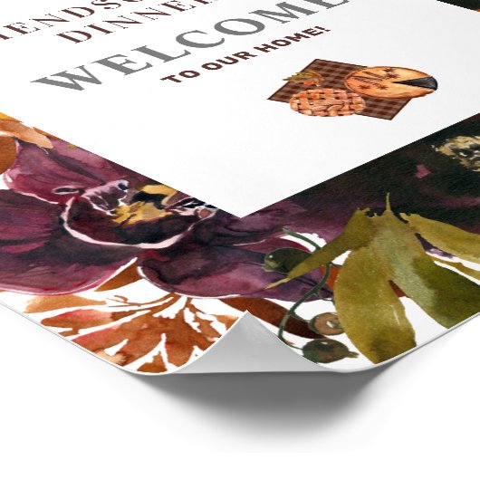 Friendsgiving-Dinner Rustikale Red Flora Poster (Ecke)