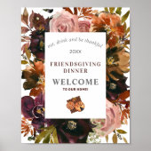 Friendsgiving-Dinner Rustikale Red Flora Poster (Vorne)