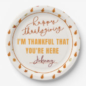 Friendsgiving Dinner Script Boho Party Tableware Pappteller (Vorderseite)
