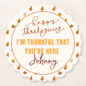 Friendsgiving Dinner Script Boho Party Tableware Untersetzer (Vorderseite)