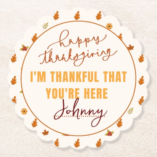 Friendsgiving Dinner Script Boho Party Tableware Untersetzer (Vorderseite)