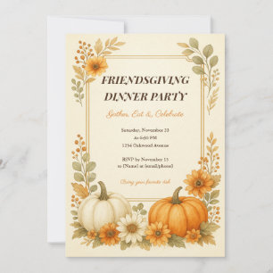 Friendsgiving-Einladung und passende Menükarte  Einladung