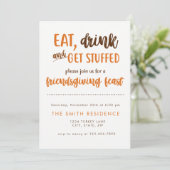 Friendsgiving Erntedank Dinner Fest Potluck Einladung (Stehend Vorderseite)