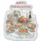 Friendsgiving Erntedank Dinner Vinyl Sticker (Vorderseite)