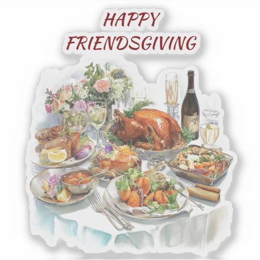 Friendsgiving Erntedank Dinner Vinyl Sticker (Vorderseite)