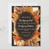 Friendsgiving Erntedank Herbstlaubs Rustikal Einladung (Vorderseite)