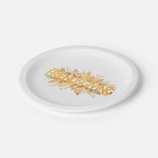Friendsgiving Erntedank-Papier-Teller Pappteller (Schrägansicht)