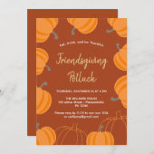 Friendsgiving Erntedank Potluck Fall Pumpkin Einladung (Vorne/Hinten)