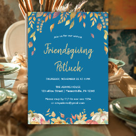 Friendsgiving Erntedank Potluck Herbstlaubs Einladung