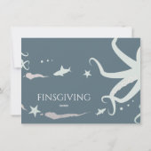 Friendsgiving Erntedank Sea Life Blauer Grau Rosa Einladung (Rückseite)