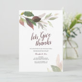 Friendsgiving Erntedank Watercolor Herbstlaube Einladung (Stehend Vorderseite)