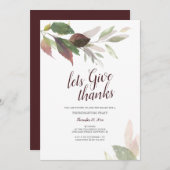 Friendsgiving Erntedank Watercolor Herbstlaube Einladung (Vorne/Hinten)