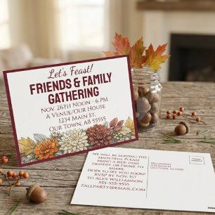 Friendsgiving-Erntedankfest-Herbst-Blumen-Postkart Feiertagspostkarte