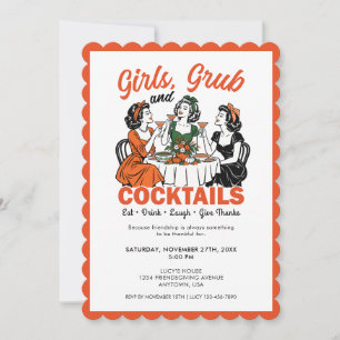 Friendsgiving Erntedankfest Mädchen Freunde Spaß R Einladung