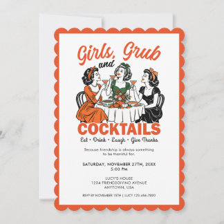 Friendsgiving Erntedankfest Mädchen Freunde Spaß R Einladung