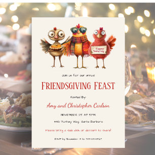 Friendsgiving Erntedankfest Süßer Truthahn Einladung