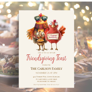 Friendsgiving Erntedankfestmahl Süßer Truthahn Einladung