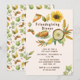 Friendsgiving Fest Türkei Pumpkin Pie Sonnenblumen Einladung