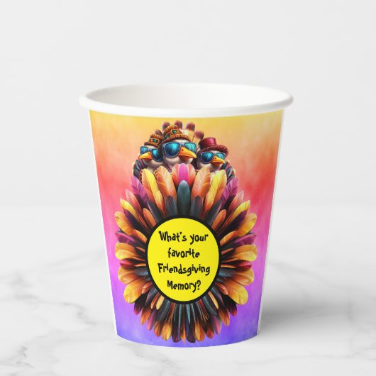 Friendsgiving Funky Erntedank Pappbecher (Vorderseite)