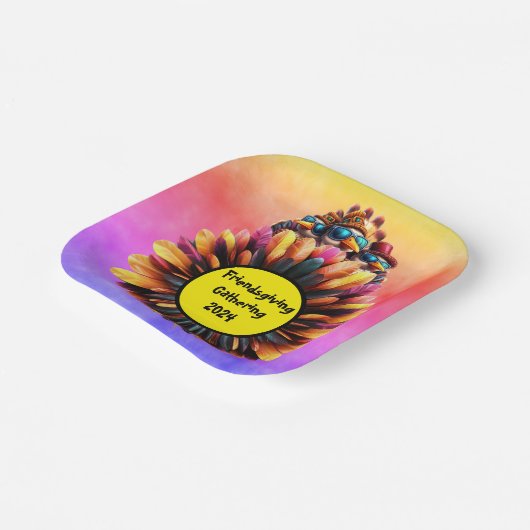 Friendsgiving Funky Erntedank Pappteller (Gewinkelt)