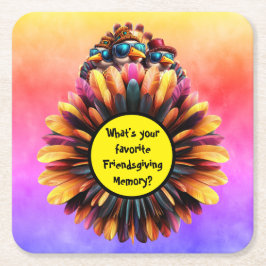 Friendsgiving Funky Erntedank Rechteckiger Pappuntersetzer