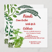 Friendsgiving Green Herbst Herbst Wasserfarbe Einladung (Vorne/Hinten)