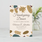 Friendsgiving Greenery Leaf Erntedank Einladung (Stehend Vorderseite)