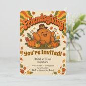 Friendsgiving Groovy Retro Truthahn Potluck Einladung (Stehend Vorderseite)