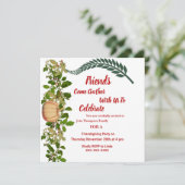 Friendsgiving Herbst Grüne Blätter Pumpkin Inv Einladung (Stehend Vorderseite)