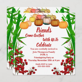 Friendsgiving Herbst Pumpkin Berry Green Bush Einladung