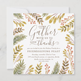 Friendsgiving Herbstgrönen Wasserfarben Wreath Einladung