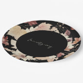 Friendsgiving Herbstlaubs Black Erntedank Pappteller (Schrägansicht)