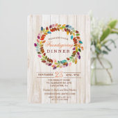 Friendsgiving Holiday Glitzer Wreath Einladung (Stehend Vorderseite)