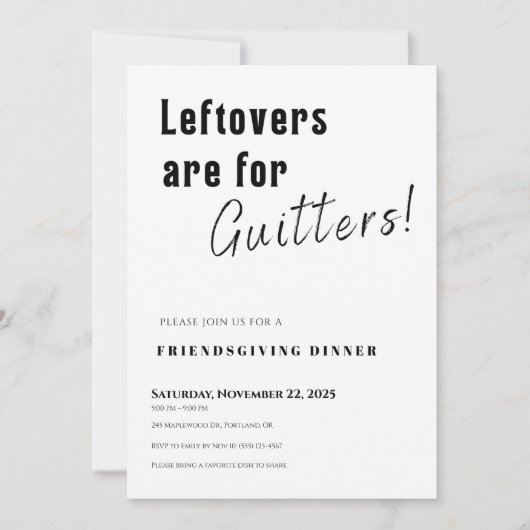 Friendsgiving Invitation • Leftovers Are for Quitt Karte (Vorderseite)