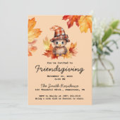 Friendsgiving Kleine Türkei Fall Wasserfarbe Einladung (Stehend Vorderseite)