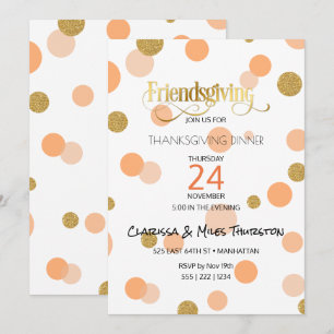 Friendsgiving Orange & Gold Punkte Modern Einladung