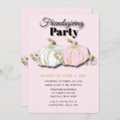Friendsgiving Party Pink White Pumpkins Einladung (Vorne/Hinten)