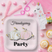 Friendsgiving Party Pink White Pumpkins Pappteller (Party)