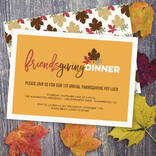 Friendsgiving Pot Luck Erntedank Dinner Party Einladung