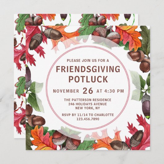 Friendsgiving Potluck Dinner Einladung (Vorne/Hinten)