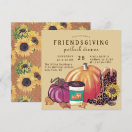 Friendsgiving Potluck Dinner Sonnenblume Pumpkin Einladung