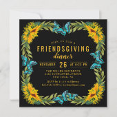 Friendsgiving Potluck Dinner Wasserfarbe Sonnenblu Einladung (Vorderseite)