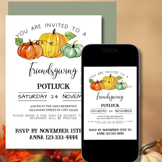 Friendsgiving-Potluck-Essen Einladung