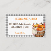 Friendsgiving Potluck Free Drink Card Rabattkarte (Rückseite)
