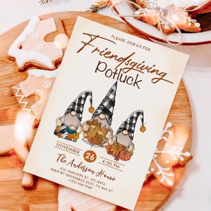 Friendsgiving Potluck Gnomes Autumn Pumpkin Einladung