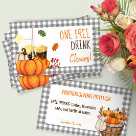Friendsgiving Potluck Gratis-Getränkekarte Rabattkarte