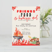Friendsgiving Potluck GRILLEN Cook Off Erntedank Einladung (Stehend Vorderseite)